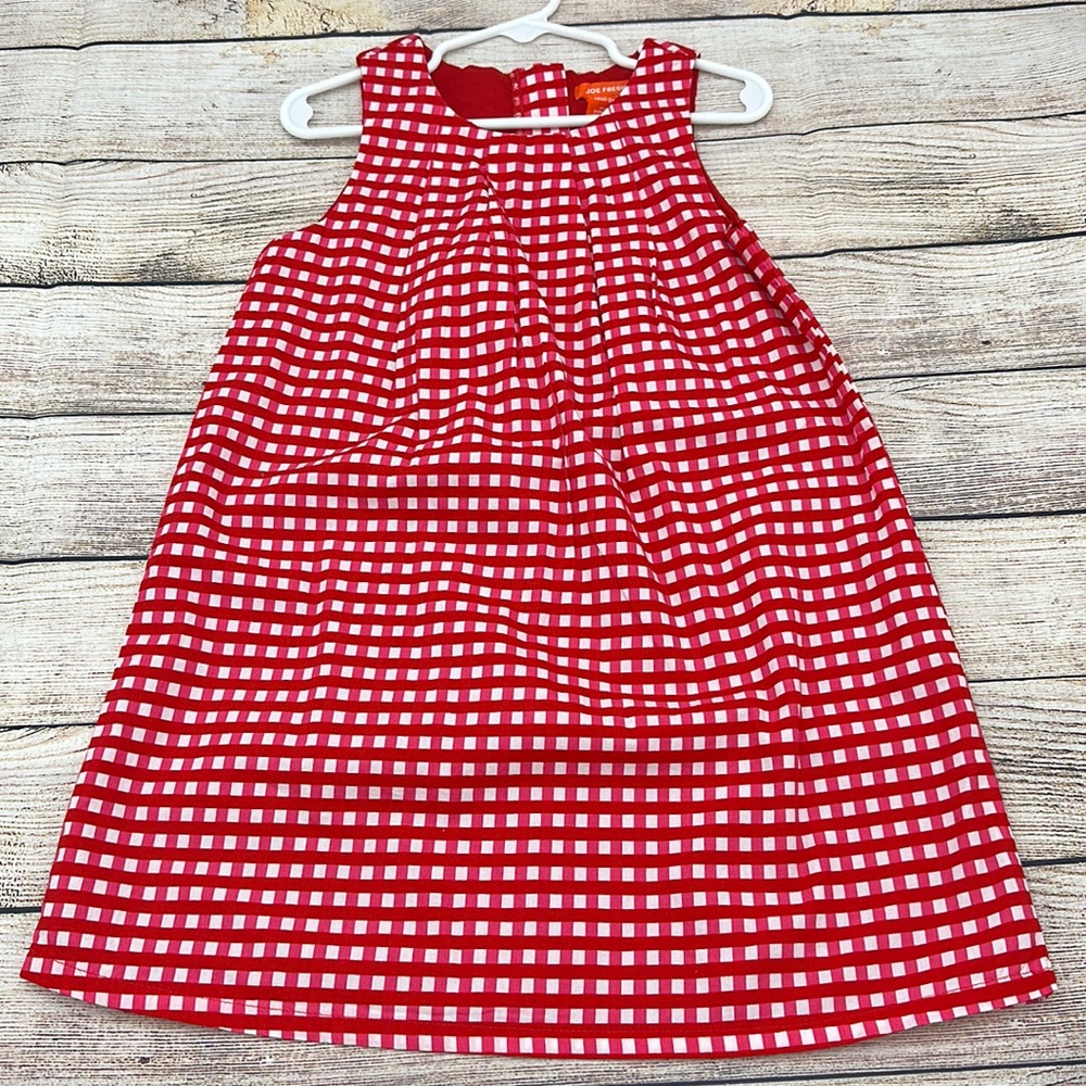 Joe Fresh Red Pink and White Plaid Dress Girls Size 5